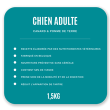 Charger l&#39;image dans la galerie, Croquettes Vétérinaires - Chien Adulte 1,5 kg - Canard / Pommes de Terre

