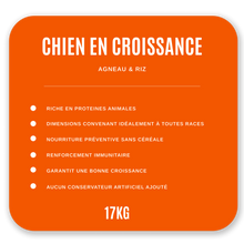 Charger l&#39;image dans la galerie, Croquettes Vétérinaires - Chien en Croissance 17 kg- Agneau / Riz
