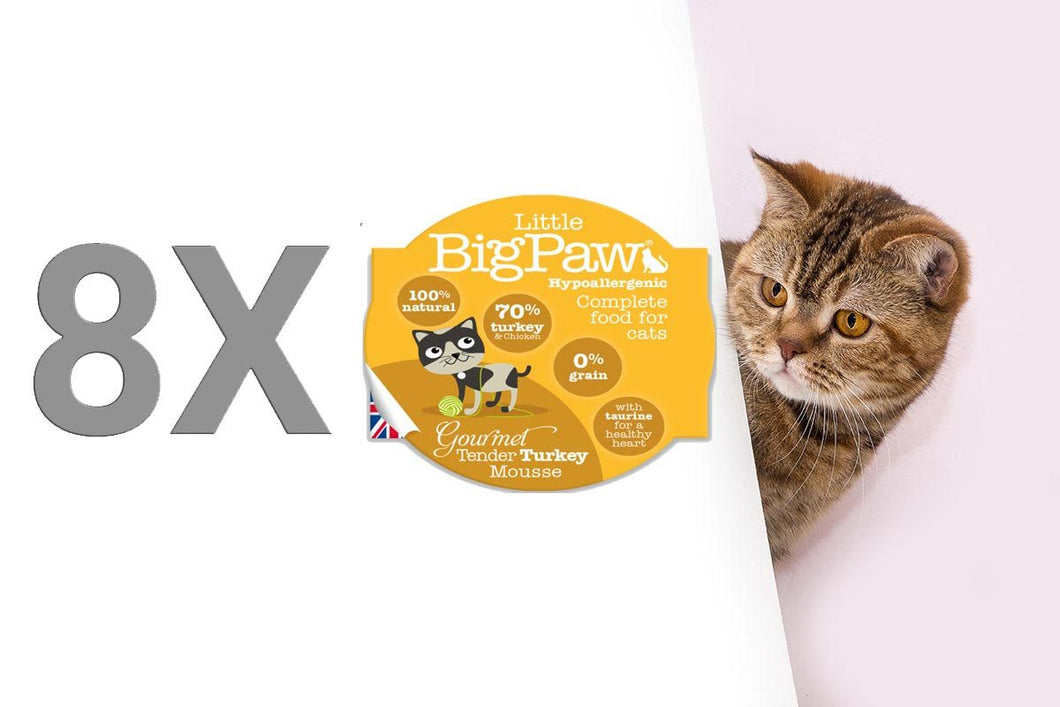 Pack 8 Mousses Little Big Paw Chat 85g - Saveur Dinde